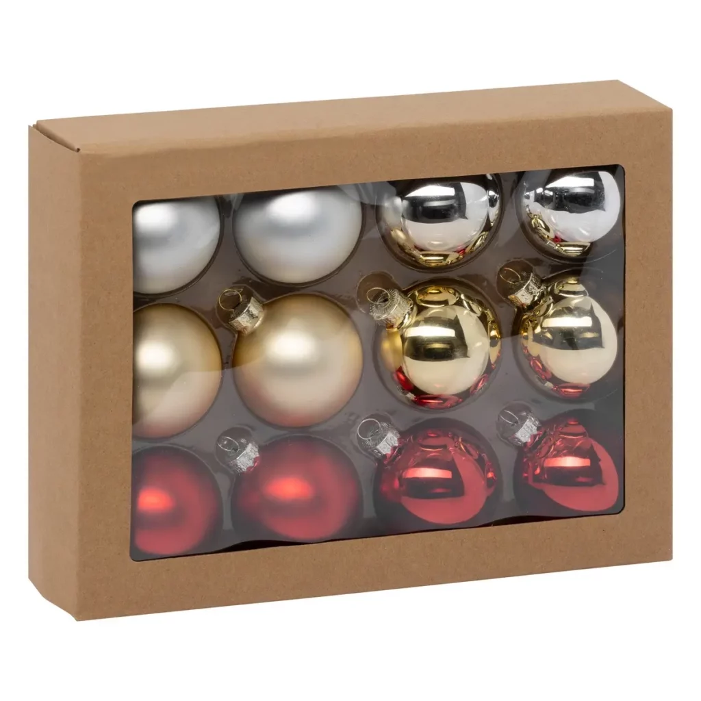 Набор ёлочных игрушек BALL GOLD/RED/SILVER 6 см 12 шт