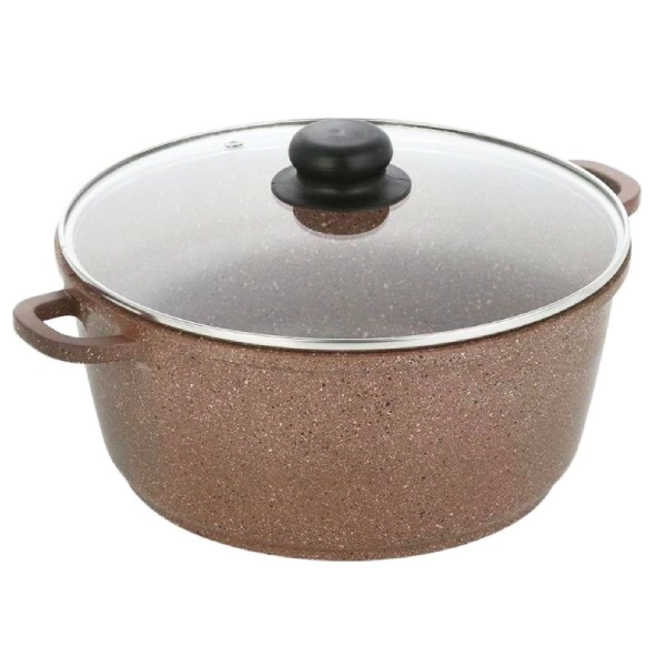 Кастрюля-казан ГРАНИТ 3,3 л 22 см с крышкой цвет коричневый ИНДУКЦИЯ